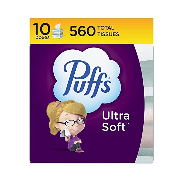 Puffs Ultra Soft Non-Lotion Tissues, 10 Cubes, 56 Tissues Per Box (560 Tissues Total)