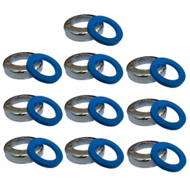 EZ-Fluid 1-1/2" x 1-1/4" Universal Reducing Brass Slip Joint Nut and Blue Heavy Duty Reducing Washer Gasket,Chrome for Under Sink Lavatory Kitchen Sink Tubular (10)