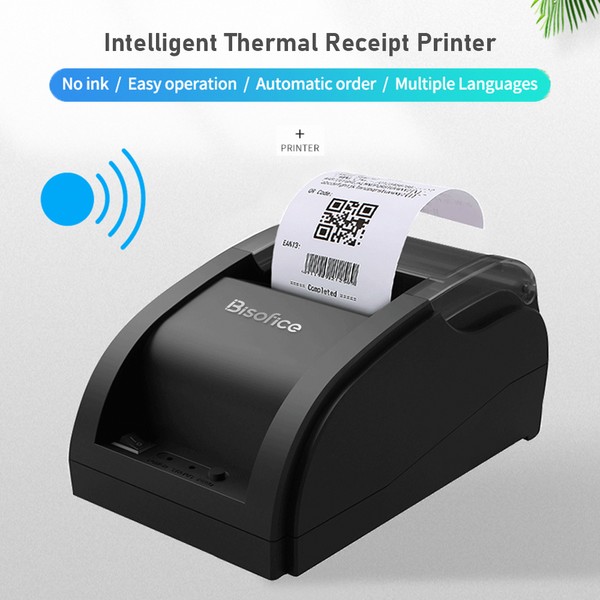 Bisofice Desktop 58mm Thermal Receipt Printer Wireless Barcode Printer USB+BT