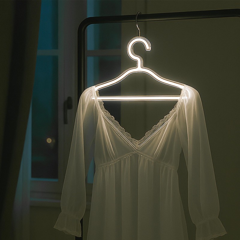 LED Neon Light Hangers Display Stand 15''x8'', USB Powered Clothes