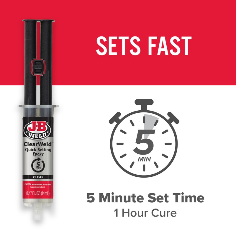 J-B Weld Clear 5 Minute Epoxy, 14ml, Static Mixer, 2