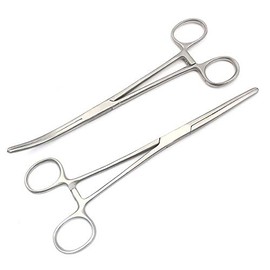 DDP 2PC Set 6" Straight + Curved HEMOSTAT Forceps Locking Clamps Stainless Steel