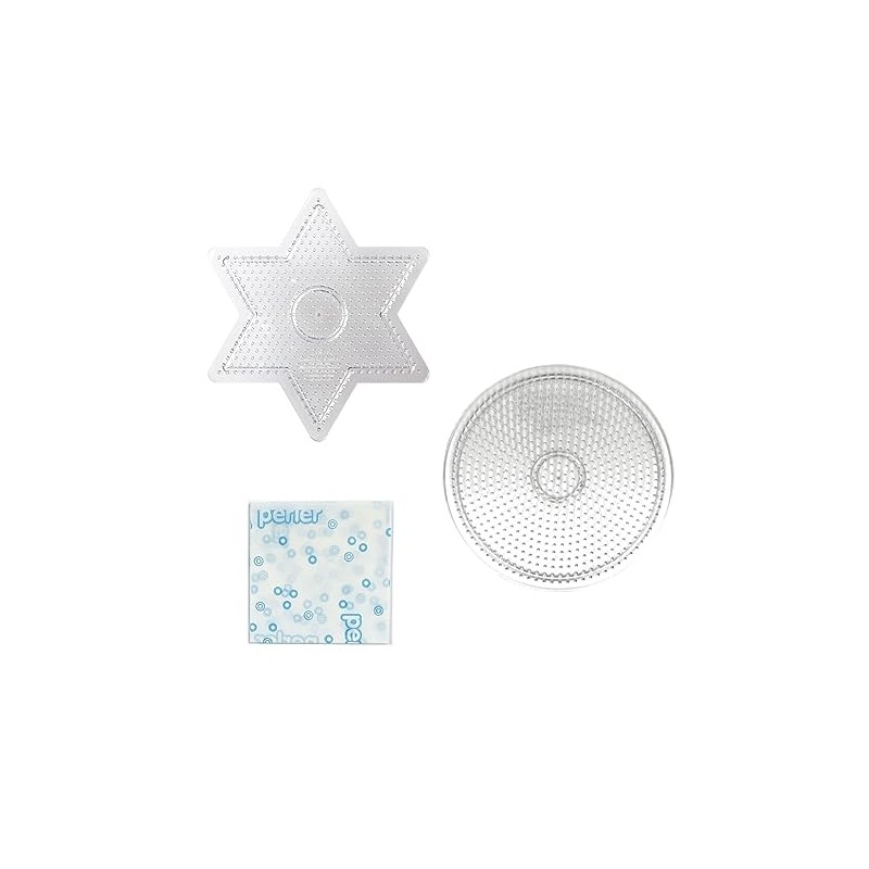 Kawada 80-30027 Perler Beads Plate Set, Large, Round and Star