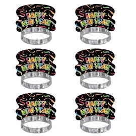 BinaryABC Happy New Year Headband Tiara,New Year Eve Hair Accessories,New Year Party Supplies Favors,6Pcs