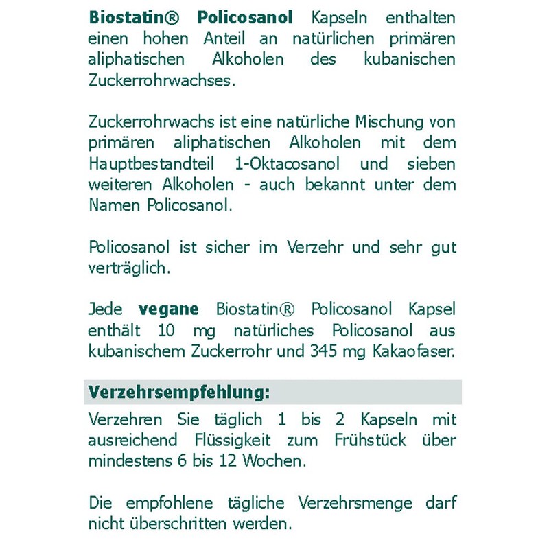 Policosanol 10 mg Capsules Pack of 90 Vegan