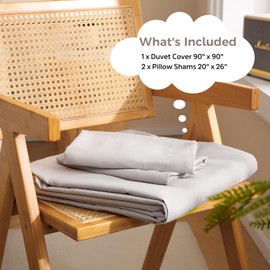 JSD Light Grey Duvet Cover Set Queen Size, 3 Piece Duvet Cover with Pillow Shams, Soft Brushed Microfiber Zipper Closure, Comforter Not Included