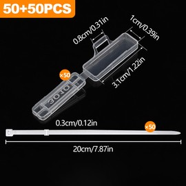 OioTuyi Pack of 50 Cable Labels Set with Nylon Cable Ties, Waterproof Cable Labelling & Marking for All Cable Types (White/Transparent)