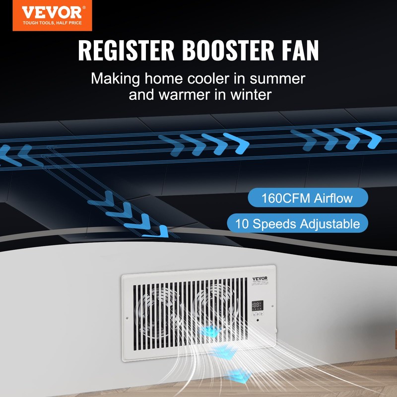 VEVOR Register Booster Fan, Quiet Vent Booster Fan Fits 6