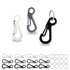 CooBigo 12 Sets Tiny Carabiner Clip Metal Small Spring Snap Hooks 1 inch Mini Paracord Hanging Clips for Camera Strap, Flashlight, Key Chain