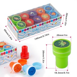 KINHARD Pack of 10 Children's Dinosaur Stamps, Self-Inking Stamp Set Animals for DIY Stamps on Albums, Stationery, Greeting Cards, Scrapbooks, Gift Bags, Toys