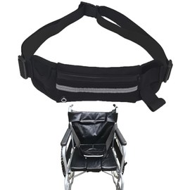 1Pcs Wheelchair Adjustable Seat Belt with Zipper Pocket Enlarge Medical Restraints Straps for Dementia Patients Seatbelt Fall Prevention Elderly Adults Chair Belt Waist Support Prevent Sliding (Black)