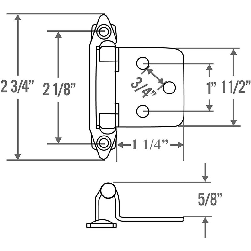 Silverline SH5001-WT Self Close Flush Hinge 1.2mm Thick Cabinet Hardware