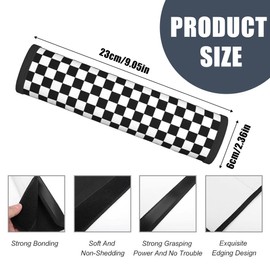 AUEFUDQ Seat Belt Pads, Children's Car Seat Belt, Shoulder Pads, Belt Cushion, Protective Cushion and Velvet Bag, Large for More Comfort on the Travel, Black and White Chess Pattern, Pack of 2