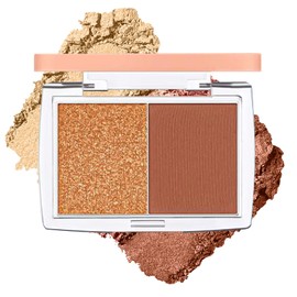 WALULAN 2 Colors Eyeshadow Palette, Glitter Shimmer Eyeshadow Palette, Earth Color Matte Toned Powder Eyeshadow Palette, Natural Makeup, Long-Lasting Waterproof