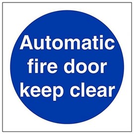 Vsafety 18002AF-R'Automatic Fire Door Keep Clear' Sign, Square, 100 mm x 100 mm (Pack of 3)