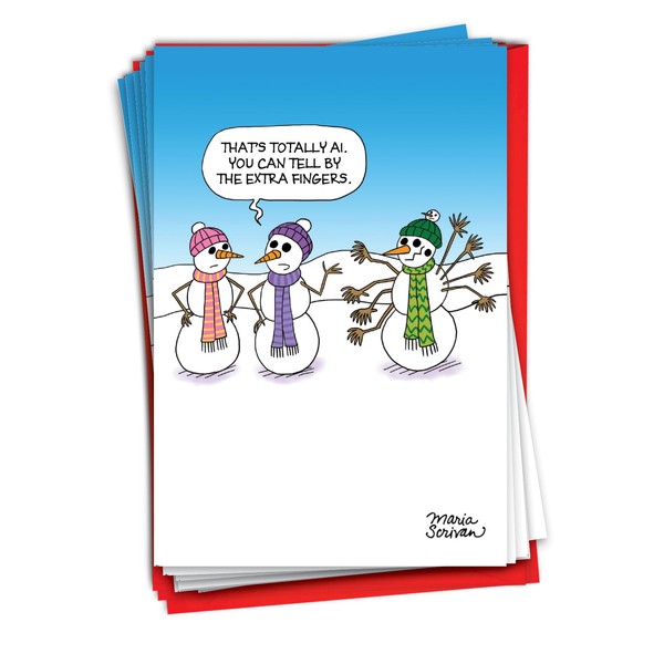 NobleWorks 12 Funny Christmas Cards w/5 x 7 Inch Envelopes