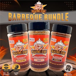 Blazing Star Barbecue Bundle – Sugar Free All In One Seasoning and Beef Rub with Pork’n Rub – Bold Flavor BBQ Rubs and Everyday Cooking Spice Set – Veteran Owned (3 Pack)