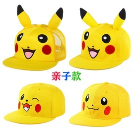 Pikachu Pokémon Parent-Child Baseball Cap Hat Ear Style 04 Fabric + Kids Size + 48-54cm 3ea