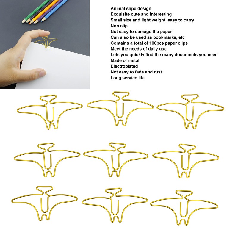 100pcs Paper Clips Prevent Slip Cute Animal Shaped Decorative Metal