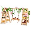 3 Tier Wooden Cupcake Stand with Swing and Flower Decoration