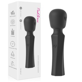 PinkScrew Portable Electric Back Massager, Waterproof Powerful Handheld Neck Muscle Massage Tool (Black)