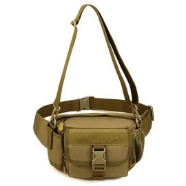 Tactical Waist Pack Portable Fanny Pack Outdoor Army Waist Bag Military Waist Pack for Cycling Camping Hiking, Brown 2