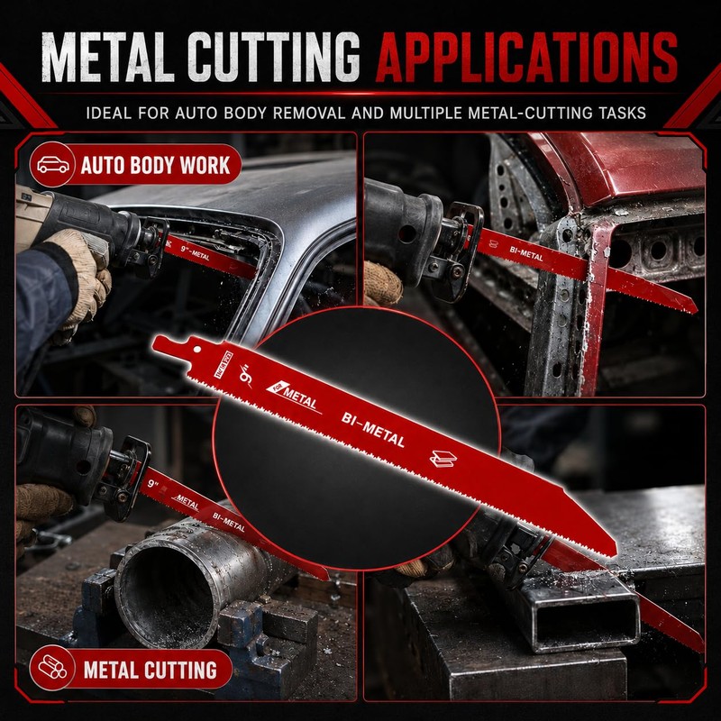 25 Pack 9 Inch 14/18 TPI Bi-Metal Auto Dismantling Reciprocating