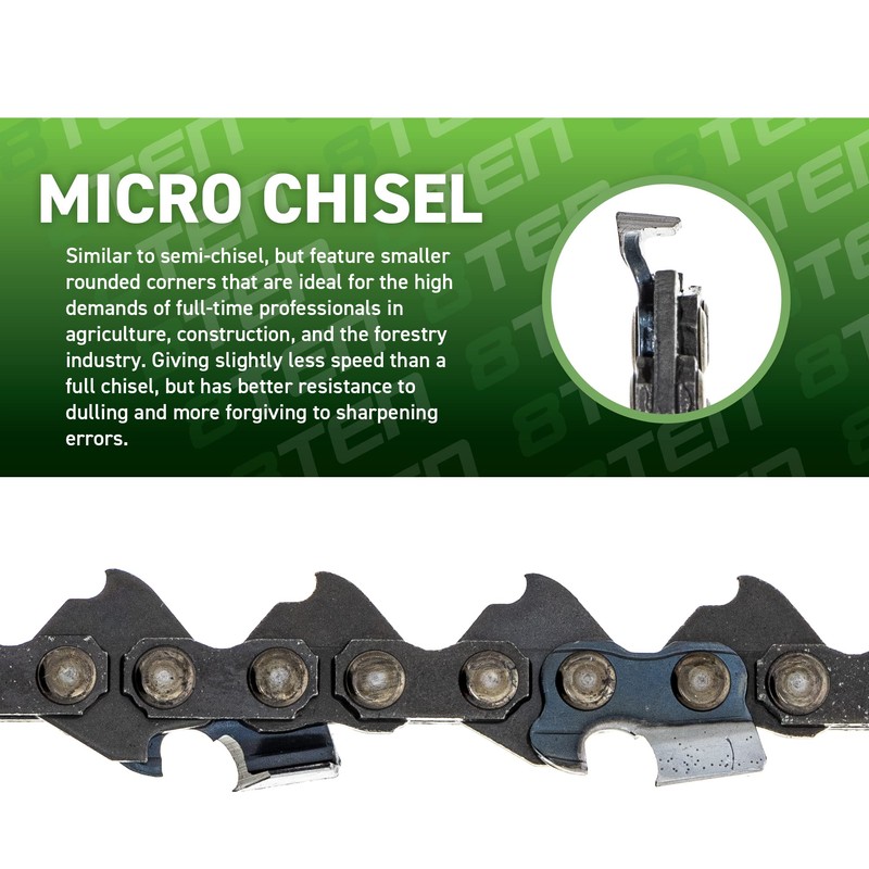8TEN Micro Chisel Chainsaw Chain 14 Inch .050 3/8 LP