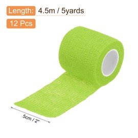 uxcell 12 Rolls Adhesive Elastic Tape Elastic Bandage,2" x 5 Yards Sports Elastic Wrap Flexible Stretch Athletic Wrist Tape for Tennis Racquet Grip Sports Knee Ankle,Grass Green