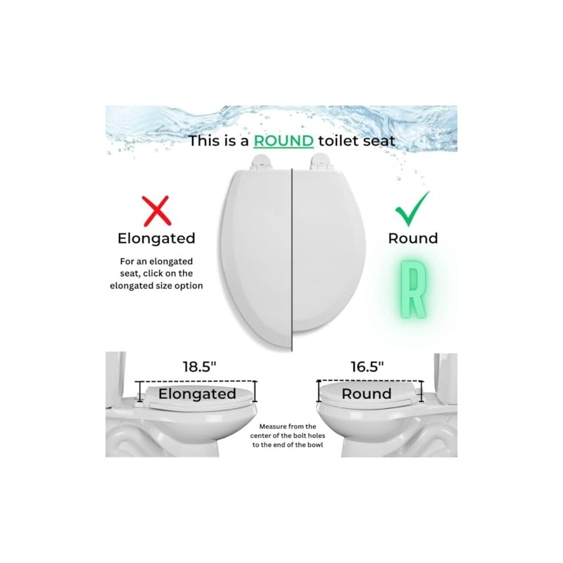 Centoco Black Round Toilet Seat, Residential, Top Mount Plastic Hinge,