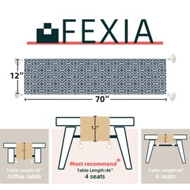 FEXIA Blue Table Runner 12x70 Inches Long for Home Decor Modern Scarf Décor Quatrefoil with Tassels Moroccan Design Stylish Vintage for Bohemian Dining Room Table Decor (Blue)