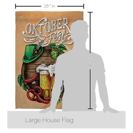 Angeleno Heritage HS137109-BO-02 Oktoberfest Festival Happy Hour & Drinks Beverages Decorative Vertical House Flag Set, 28"x 40" w/Flagpole, Multi-Color