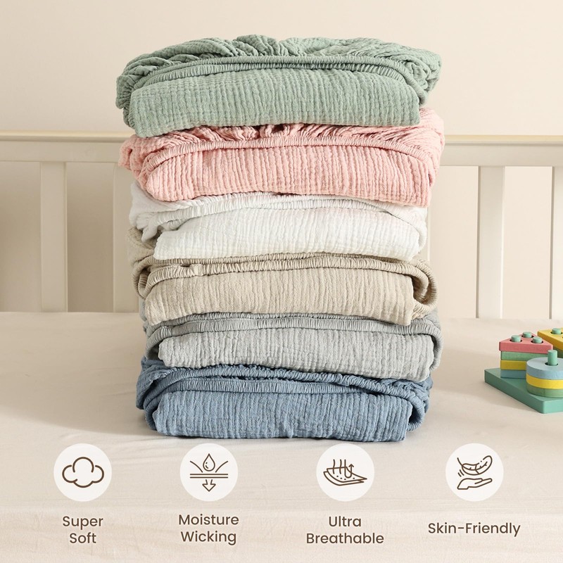 david's kids Muslin Crib Sheets for Boys Girls, 2 Pack