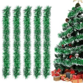 Tinsel Garland Christmas Green, Pack of 5 Christmas Garlands, Shiny Garland, Christmas Decoration, Christmas Tree Decoration, Garland, Tinsel Garland, Christmas Tree Decoration