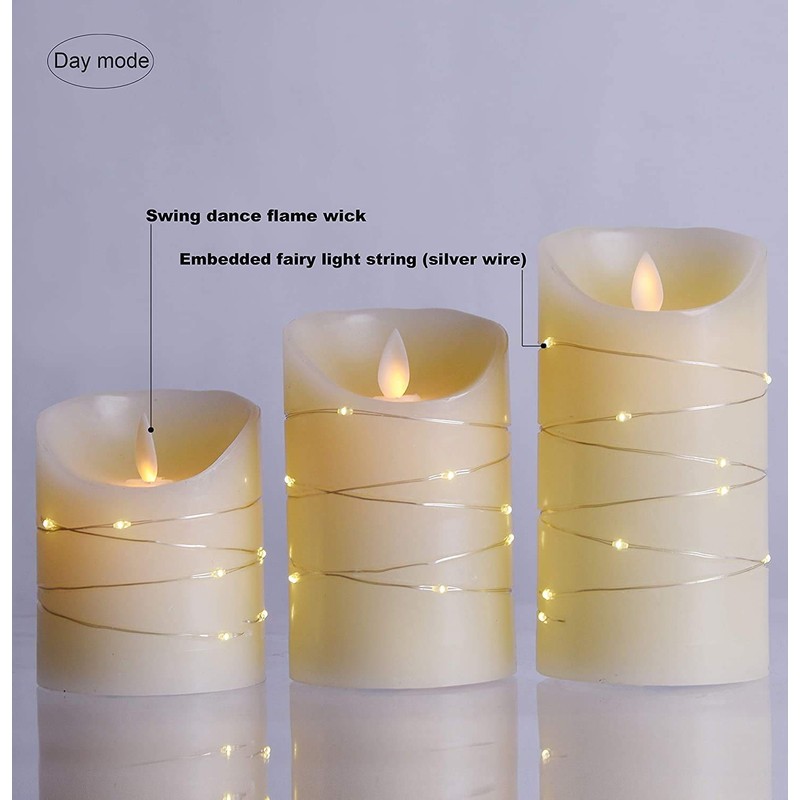 DANIP White LED flameless Candle with Embedded Star Light String,