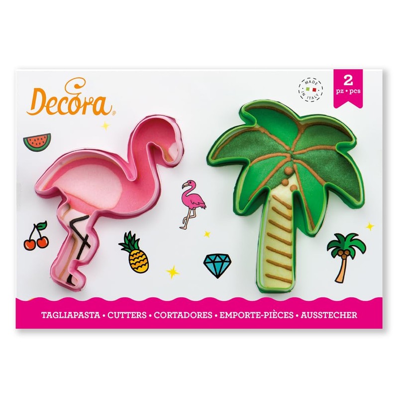 Decora 0255071 Plastic Flamingo and Palm Tree Cutters 2-Piece 10/9.5