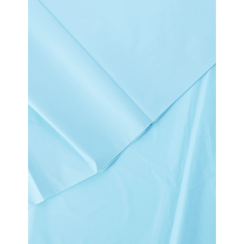 Solid Powder Blue Rectangular Plastic Table Cover (137cm x 274cm)