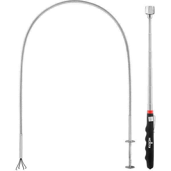NoCry Premium Pickup Tool Set: includes Flexible 36in Claw Grabber and Telescoping Magnetic Pickup Tool with 16lb Pull Force; Both have Anti-Rust Zinc Coating