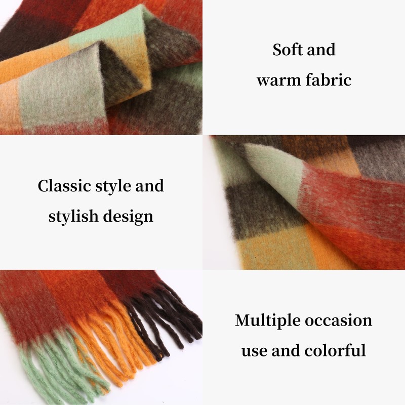 GXIHOUSLGC Winter warm super soft rainbow Shawl,women's faux cashmere knitted