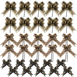 30 Pcs Pull Bows, Large Medium Small (7.9 Inch, 5.7 Inch, 3.3 Inch) Black Wrapping Pull Bow Ribbon for Gift Basket Wrapping, Hamper Making, Party Decorations Wedding Flower Birthday Gift Decorations