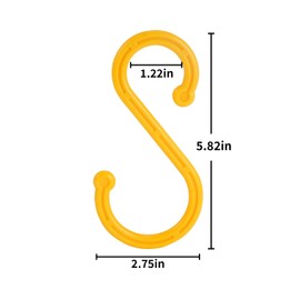 MKEKZX 6 Pack Heavy Duty S Hooks, 5.82Inch Hooks for Hanging Heavy Duty, Sturdy Non Slip Yellow S Hooks for Hanging Closet,Kitchen,Bathroom,Garden Tools,Industry