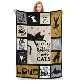 Cat Blanket Super Soft Flannel Throw Blanket Cat Gifts for Cat Lover Woman Men 60x50 inches