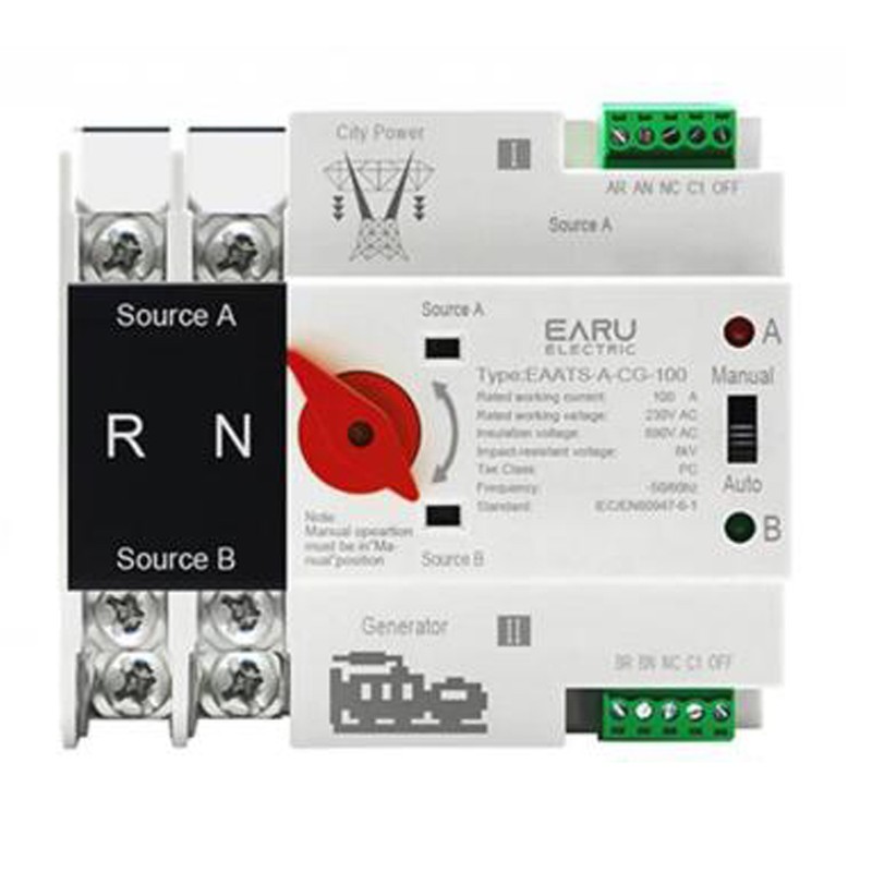 Household Power Transfer Switch Dual Power Manual Automatic 2 Modes