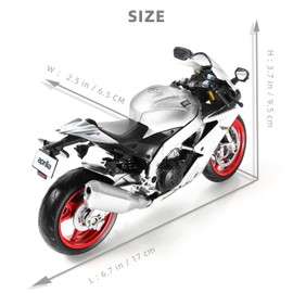 Risopen 1/12 APRILA Motorcycle Model Toy Mini Alloy Metal Diecast Motorcycle Model Silver Motorcycle Model Toy Sport Motorcycle Racing Model Collection Gift for Men Kid Boy (APRILA RSVA RR1000)