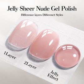 SHOYUM Sheer Nude Rose Gel Nail Polish LED UV Gel Soak Off Clear Nude Pink French Manicure Jelly Nail Gel Polish Varnish Curing Requires 1pcs 15ml for Home Salon Nail Art DIY X12