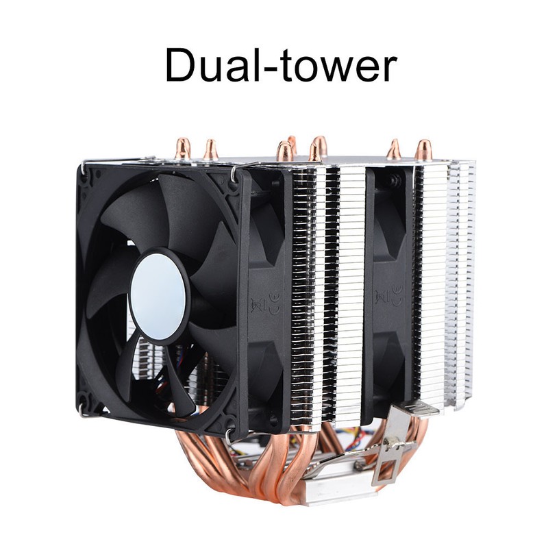Quiet 4pin 6 Heatpipe CPU Cooler Dual tower Air Cooling