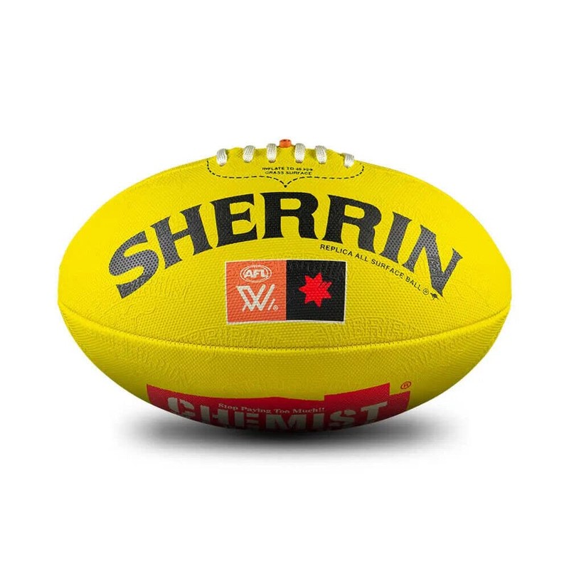 Sherrin AFLW Replica All Surface Football, Yellow, Size 4
