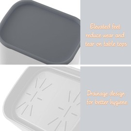 Wsetyy Kitchen Utensils Holder, White Dual Compartment Cutlery Drainer with Detachable Base, Countertop Utensil Storage Organizer for Sink Side (White)