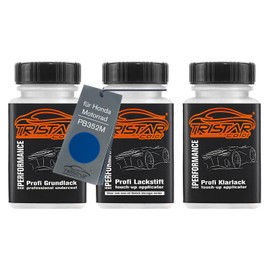 TRISTARcolor Motorradlack Lackstift Set für Honda Motorrad PB352M Blue Perl Metallic Mat Grundlack Basislack Klarlack je 50ml