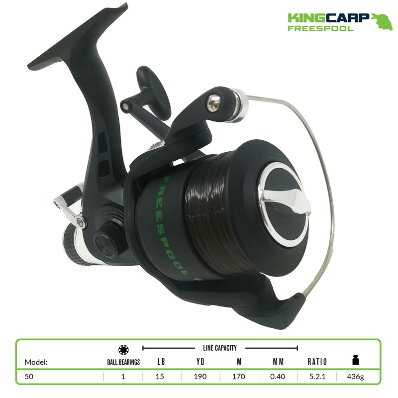 KINGCARP FREESPOOL Size 50 Rear Drag Fixed Spool Single Bearing